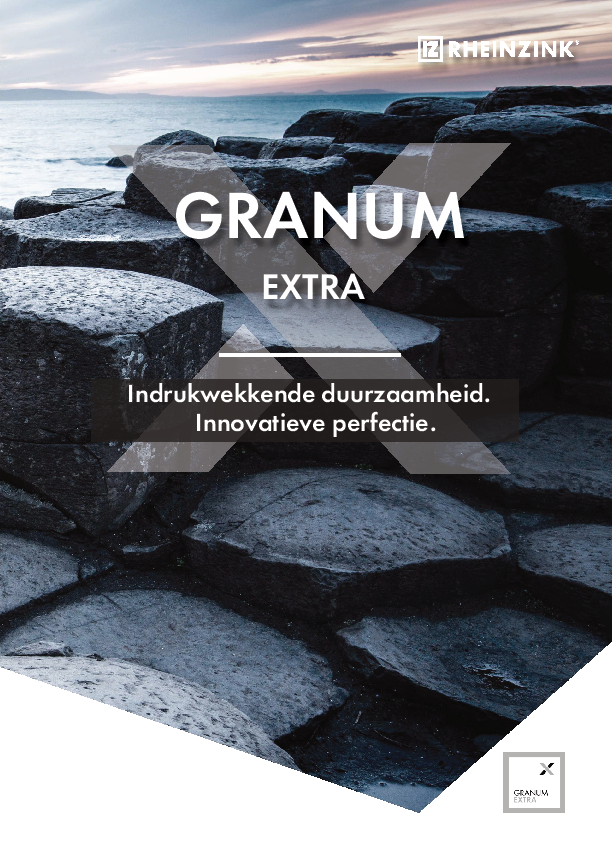 Brochure RHEINZINK GRANUM EXTRA titaanzink in de kleuren basalte en granite